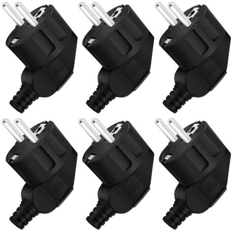 Prise de courant, prise de courant mâle 6 pièces, fiche d'alimentation mâle 250 V 16 A, prise mâle étanche extérieure, adaptée aux câbles de 8 à 10 mm, fiche noire (1/4)