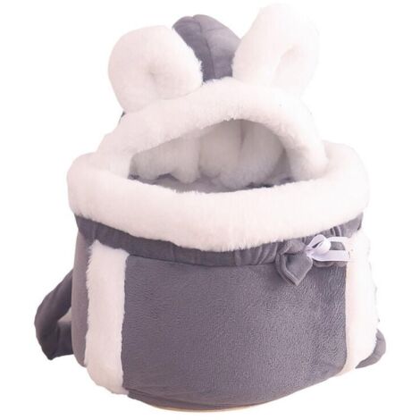 Sac de transport isotherme pour animaux, petit sac à dos pour chats et chiens, cage d'hiver en peluche pour animaux, gris - L (1/4)