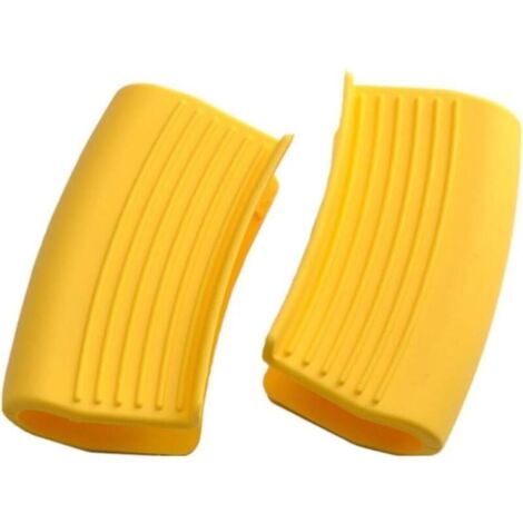 Lot de 2 protège-poignées en silicone résistants à la chaleur pour casseroles et poêles - Jaune (1/4)