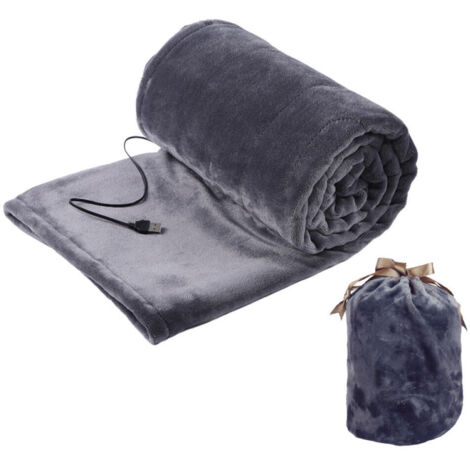 Couverture chauffante d'hiver 5 V avec chargement USB, châle chauffant pour la maison, la voiture, le bureau et l'extérieur, 140 x 80 cm (gris) (1/4)
