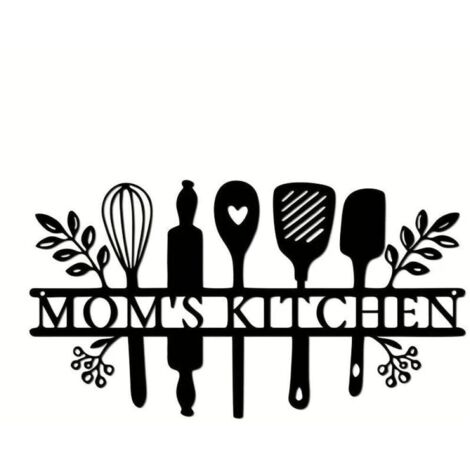 Décoration murale en métal, décoration murale en fer avec logo de cuisine, décoration creuse, convient pour la cuisine, la salle à manger, l'intérieur et l'extérieur, 35x19 cm (1/4)