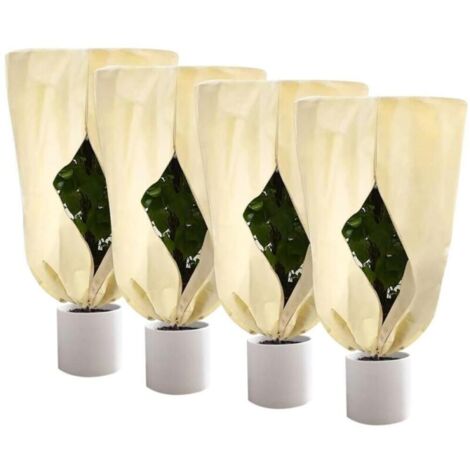 Housse de protection pour plantes, lot de 4, 80 × 60 cm, housse d'hiver pour plantes d'extérieur avec fermeture éclair Housse d'hiver pour plantes d'extérieur - Blanc cassé (1/4)