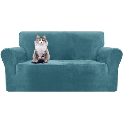 Housse de canapé en Velours Extensible, Housse de canapé pour 2 Places, Housse de canapé de Protection Lavable antidérapante pour Meubles, Housse de canapé-Bleu Paon-2 Places (1/5)