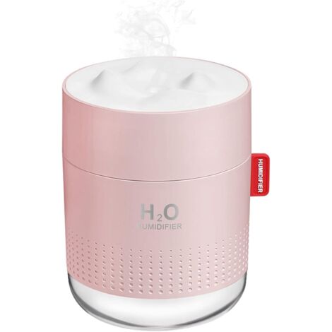 Mini humidificateur portable à brume fraîche, humidificateur de bureau personnel USB 500 ml pour chambre de bébé, voyage, bureau, maison, 2 modes de brumisation, super silencieux, rose (1/5)