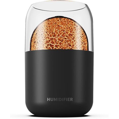 Humidificateur d'air portable 300 ml Petit volcan cool Veilleuse LED USB Humidificateur de bureau 2 modes Changement de couleur Humidificateur de lumière d'ambiance Noir (1/5)