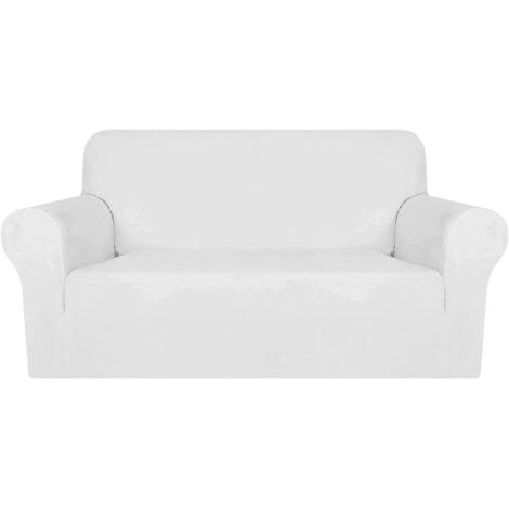 Housse de canapé en Velours Extensible, Housse de canapé pour 2 Places, Housse de canapé de Protection Lavable antidérapante pour Meubles, Housse de canapé-Blanc-2 Places (1/5)