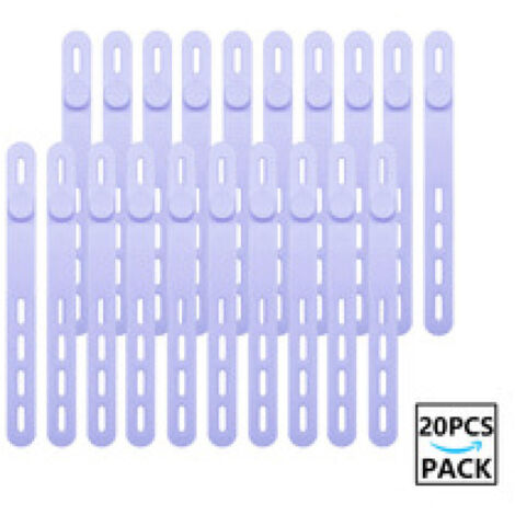 Lot de 20 serre-câbles en silicone réutilisables et lavables avec boucle de verrouillage, sangles de fixation réglables, organiseur de câbles multi-usages à haute élasticité (violet) (1/5)