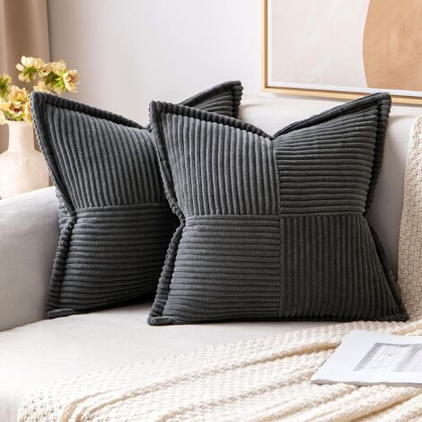 Lot de 2 Housses de Coussin Décoratives Bleues, Design Moderne et Rétro