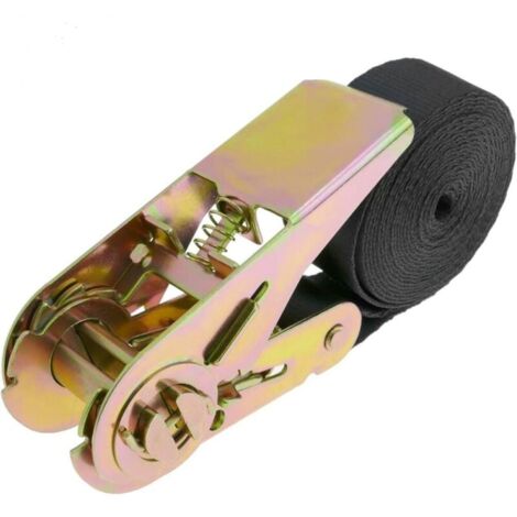 Lot de 1 Sangles d'arrimage à cliquet de 3m x 25mm 800Kg, Couleur Noir Tendeur de ceinture d'arrimage, tendeur à cliquet, tendeur de corde (1/4)