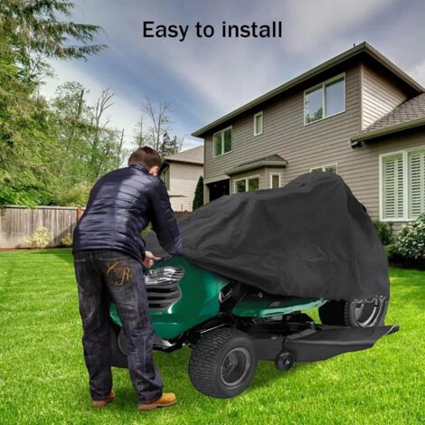 Housse Protection Tondeuse à Gazon 193x112x64 Cm - Imperméable, Anti-UV, Coupe-Vent, Avec Cordons Et Sac De Rangement