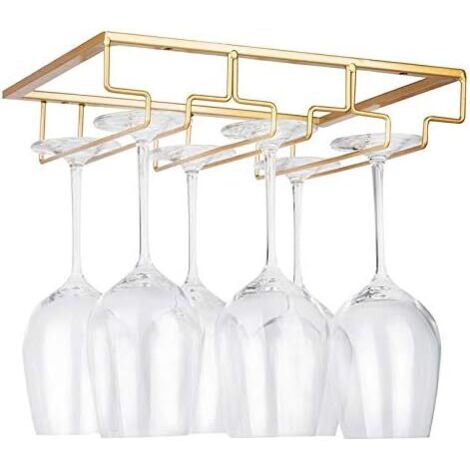 Support à verres à vin – Support de rangement pour verres à vin sous armoire, support en métal pour bar et cuisine, Or (1/5)