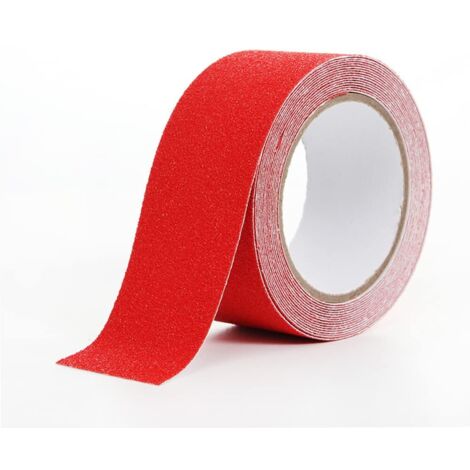 Bande Antidérapante Escalier,Ruban Antidérapant Adhésif,Ruban Autocollant Anti-Dérapante,Bande Sécurité Antidérapant,Aux Escaliers Intérieurs et Extérieurs,Imperméable 2,5cm×5m Rouge (1/5)