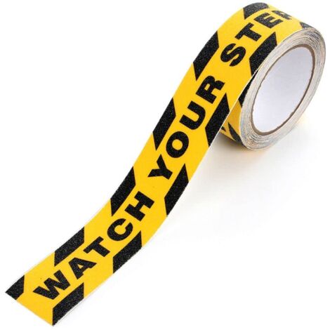 Ruban adhésif antidérapant en PVC pour marquage au sol Ruban d'avertissement de danger pour entrepôts, Color : Watch you step, Size : 5cm x 5m (1/5)