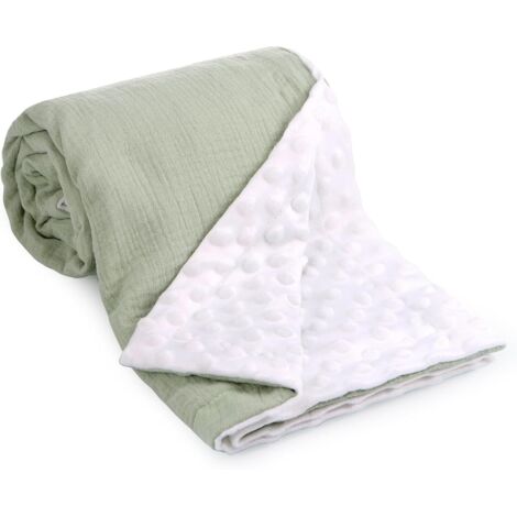 Couverture Bébés, 75x100cm Kids Couverture pour Bébé Naissance, Coton Doux et Respirant, Couverture D'éveil pour Enfants Garçons Filles (Vert)