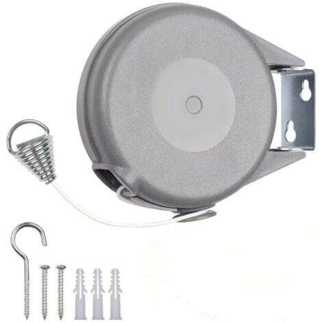Corde à Linge Rétractable de 12 m pour Vêtements, Étendoir à Linge très Robuste et Résistant, Mécanisme Rétractable Automatique, Installation Facile sur Murs, Séchoir de Jardin (1/4)