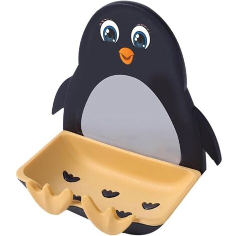 Boîte à savon murale en forme de pingouin sans perforation, support à ventouse pour savon, mignon, pour salle de bain