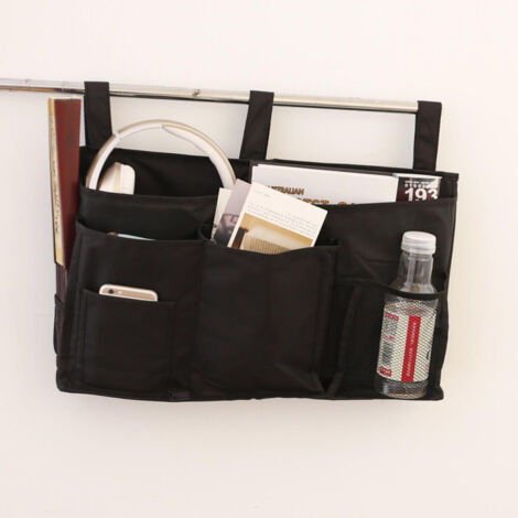 1 Sac de rangement pour lit superposé(Noir), sac de rangement pour lit suspendu, 8 poches, pour lit de chambre d'étudiant, lit d'hôpital, barreaux de lit pour bébé, 600D Oxford Cloth (1/5)