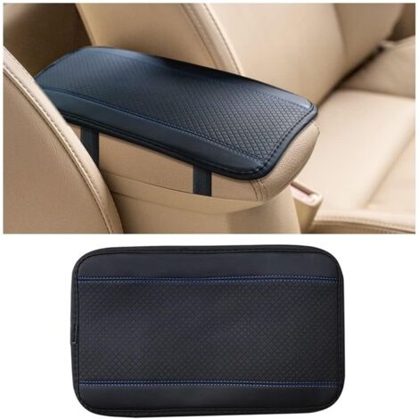 Coussin universel pour accoudoir de voiture (Ligne noire et bleue)32cmX19cm, fibre de cuir embossée double ligne antidérapante pour accoudoir (1/5)