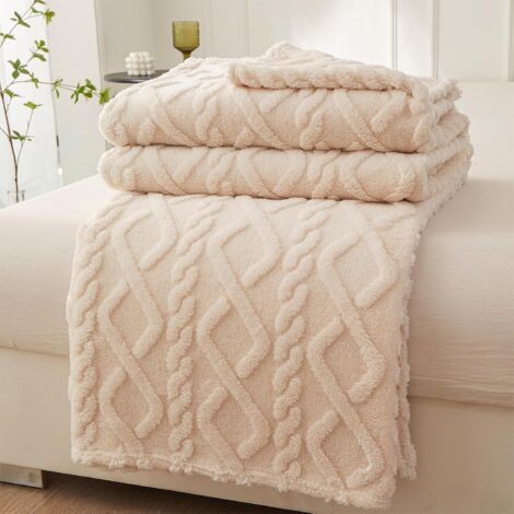 Couverture polaire couverture douillette pour lit, couverture en flanelle chaude pour canapé, pour toutes les saisons (blanche, 150 x 200 cm) (1/5)