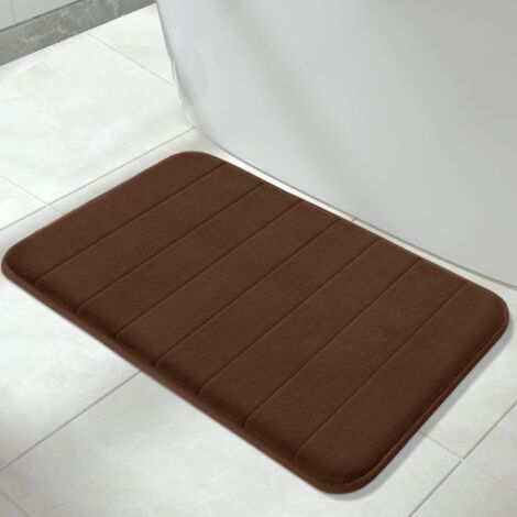 Tapis de bain en mousse à mémoire de forme, doux, confortable, super absorbant, antidérapant, épais, lavable en machine, facile à sécher (Marron café, 40x60cm) (1/4)