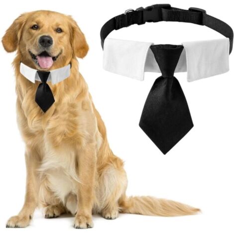 Cravate pour chien, 1 lot de cravate noire en coton avec boucle réglable pour chiens de taille moyenne et grande, taille L (1/4)