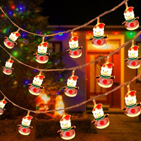 Guirlande lumineuse bonhomme de neige, 3 m, 20 LED, à piles, pour mariage, fête, jardin, balcon, blanc chaud (1/5)