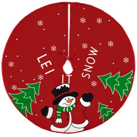 Jupe d'arbre de Noël Diamètre 90 cm, Décoration de maison Fournitures de décoration de fête de Noël (Bonhomme de neige) (1/4)