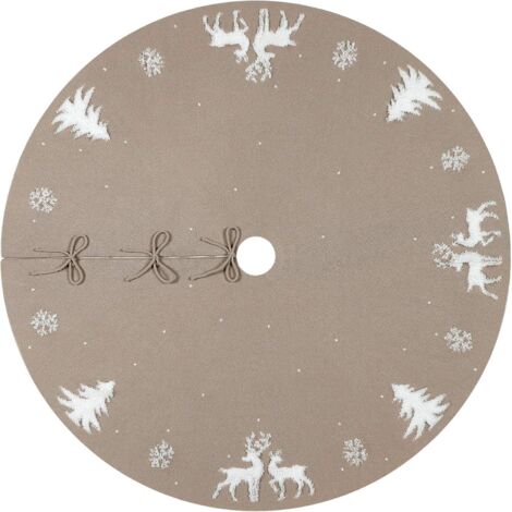 Jupe Sapin de Noël Beige 122 cm, Tapis de Couverture de Base d'Arbre 3D Elk, pour Couvre-Pieds et Décorations de Fête, Jupe d'arbre de Noël pour Decoration Sapin Noel (1/5)