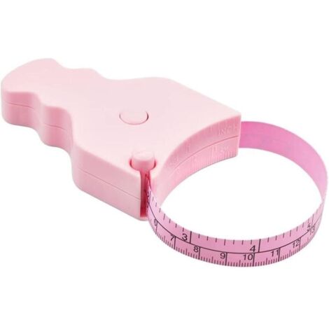 Mètre ruban pour le corps - 150 cm (60"), utilisation à une main, design compact et ergonomique - Permet de perdre du poids et de tonifier les muscles (rose) (1/4)