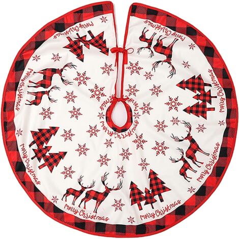 Jupe pour sapin de Noël rouge et blanche 90 cm Jupe décorative pour sapin adaptée aux décorations et aux arrangements de fête (1/4)