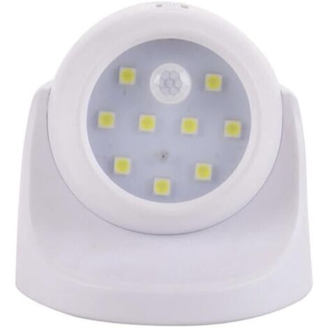 Spot LED Extérieur, Spot exterieur avec Detecteur de mouvement, Projecteur LED extérieur Sans Fil, 150 Lumen, Sphère Amovible, Rotation et Inclinaison à 360 degrés, Batterie à Pile(Blanc)