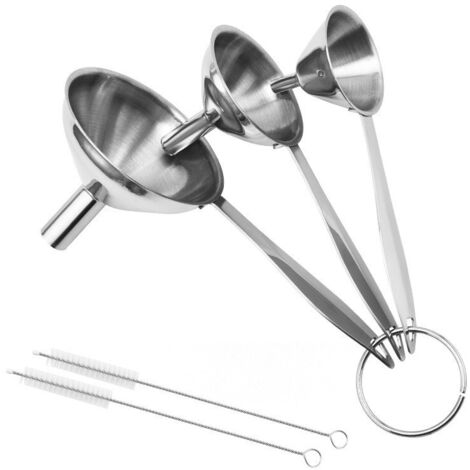 3 Pièces Séries Entonnoirs pour Le Remplissage de Bouteilles en Acier Inoxydable Ensemble D'Entonnoir de Cuisine pour Le Transfert des Huiles Essentielles Liquides(Avec 2 brosses) (1/5)