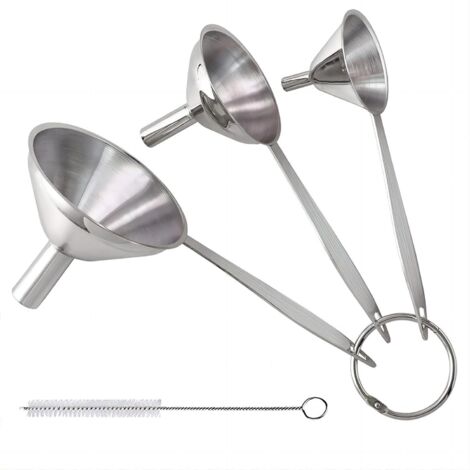 3 Pièces Séries Entonnoirs pour Le Remplissage de Bouteilles en Acier Inoxydable Ensemble D'Entonnoir de Cuisine pour Le Transfert des Huiles Essentielles Liquides(Apportez une brosse) (1/5)