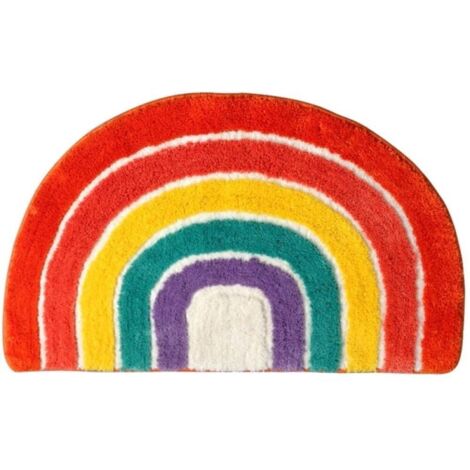 1pc Tapis Tapis Tapis de Salle de Bain Tapis pour Enfants Tapis de Sol Absorbant Tapis de Sol Arc-en-Ciel Tapis de Sol Tapis de Sol Semi-Circulaire Maison Tapis antidérapant Absorber l'eau (1/4)