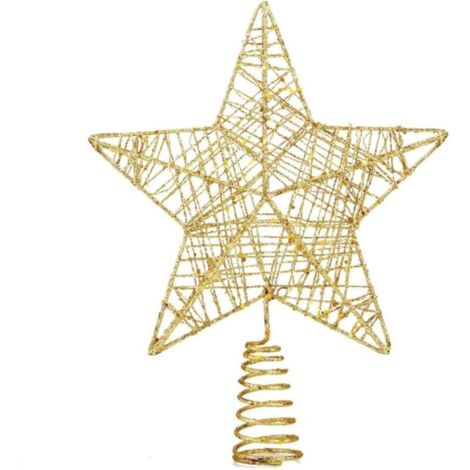Pointe d'arbre Or étoile - Pointe de connecteur pour Sapin Pointe de Sapin de Noël (Or), 23 ×18cm, Décoration Noël Sapin (1/5)