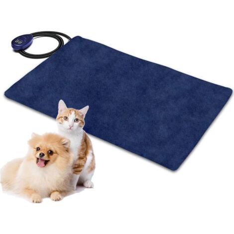 Coussin chauffant pour animaux de compagnie, coussin chauffant électrique pour chiens et chats, tapis chauffant d'intérieur pour chaise de bureau à domicile, tapis chauffant, bleu 65×40cm (1/5)