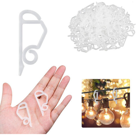 Lot de 120 mini crochets de suspension pour guirlandes lumineuses de Noël, en plastique, résistants aux intempéries, pour décoration d' et de Noël (blanc) (1/5)