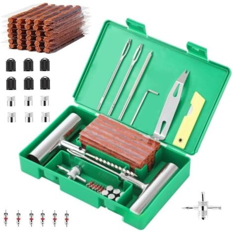 Kit de réparation de pneus universel 58 pièces, outils de réparation de pneus universels pour réparer les crevaisons et les crevaisons pour voiture, ARB, VTT, tracteur, camping-car, SUV, remorque, ver (1/5)