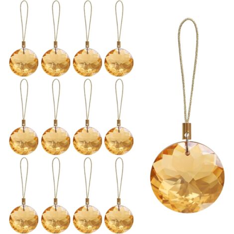 Lot de 12 boules de Noël, mini prismes ronds de 3 cm, décorations pour sapin de Noël, décorations à suspendre pour fête de mariage ou maison (doré) (1/4)