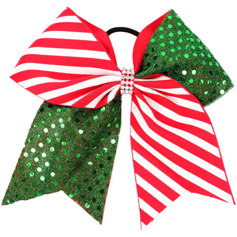 Nœuds de Noël à paillettes pour cheveux, grands nœuds en ruban de Père Noël, accessoires de décoration, pom-pom girl, pour femme, cadeau de Noël, d'anniversaire, de sport, de fête (1/4)