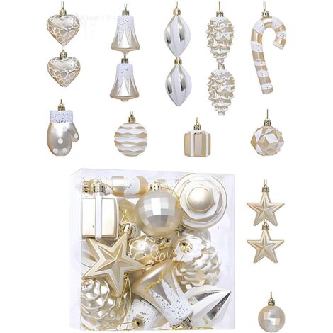 Lot de 16 boules décoratives pour sapin de Noël, anti-éclats, à suspendre, idéales pour les fêtes de Noël (couleur champagne) (1/5)