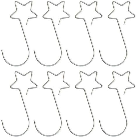 Lot de 20 crochets pour sapin de Noël, crochets de Noël en forme d'étoile S, crochets métalliques décoratifs pour décoration de Noël, argentés (1/5)