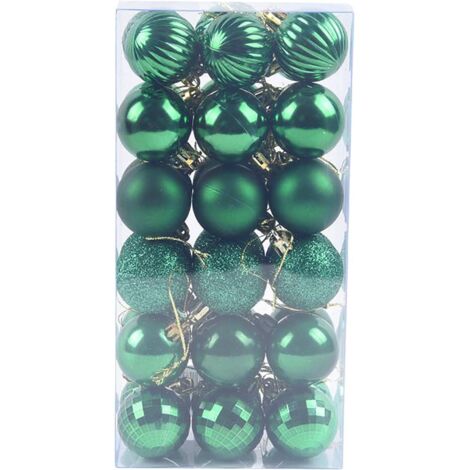 Lot de 36 boules décoratives de Noël, boules scintillantes à suspendre, décorations de fête pour sapin de Noël, mariage (4 cm, vert) (1/5)
