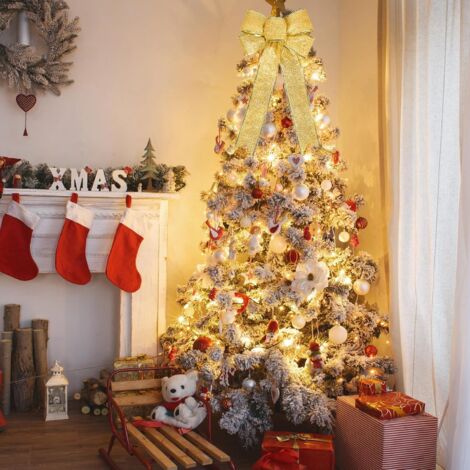 Nœuds De Noël En Velours - Grande Décoration 180x50 Cm - Pour Sapin, Cheminée, Porte - Intérieur Et Extérieur