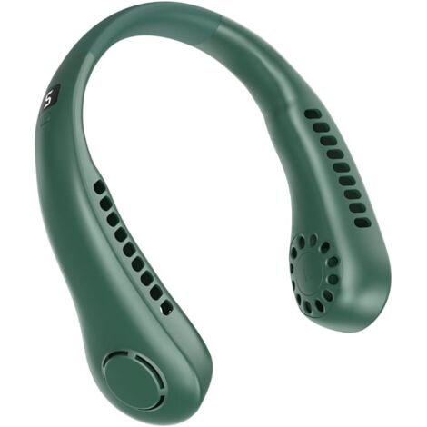 vert Ventilateur sans col à lame portable, affichage numérique à 5 vitesses, grande capacité 3000mAh, petit ventilateur de poche rechargeable par USB