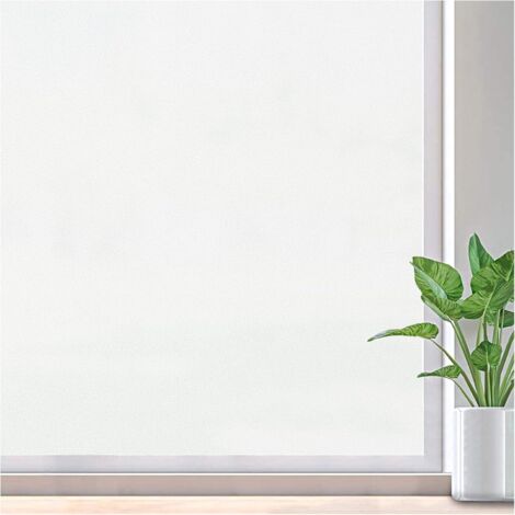 Film de fenêtre blanc dépoli, film opaque pour vitres, film statique dépoli non adhésif pour la maison et le bureau, 45 x 200 cm