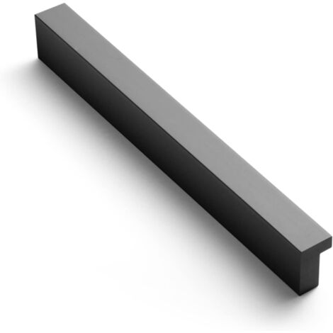 Lot de 2 poignées d'armoire - Poignées de tiroir noires (64 mm), entraxe de trou - Poignées de tiroir solides et coudées pour armoires de cuisine - Poignées à doigts