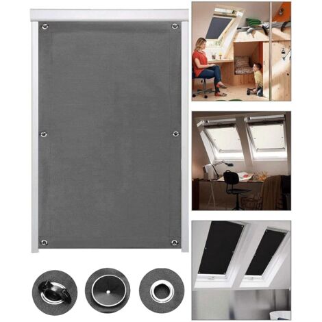 Rideau à ventouses isolantes pour fenêtres de toit à réflecteur solaire 57 x 100 cm, gris foncé