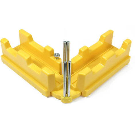 Équerre à onglet et boîte à onglets, produit 2 en 1 pour une pose précise des plinthes – Angles de 85 à 180 degrés (jaune)
