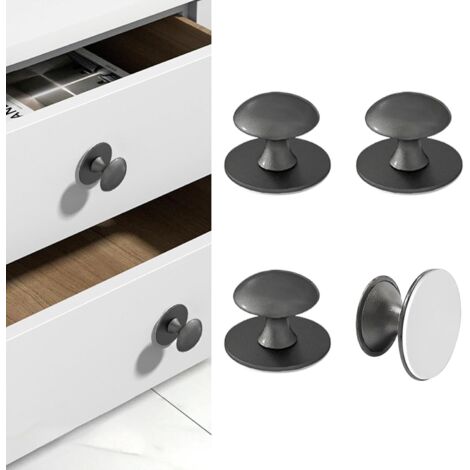 Lot de 4 poignées autocollantes en acier inoxydable pour tiroirs, portes de douche, armoires à glace, armoires, gris (1/5)